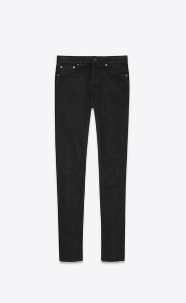 mid-rise skinny jeans in black stretch denim